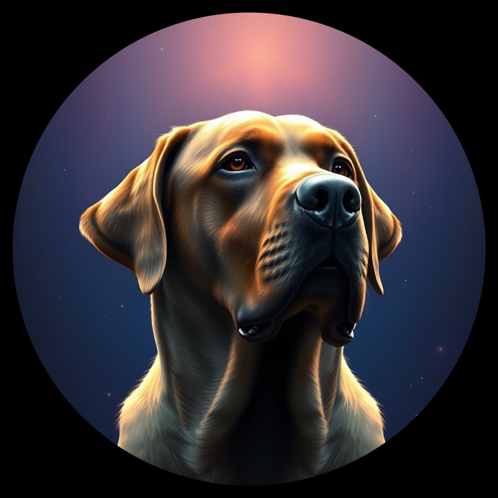 Cosmic medallion portrait of 261_G0380_0478, a Labrador Retriever