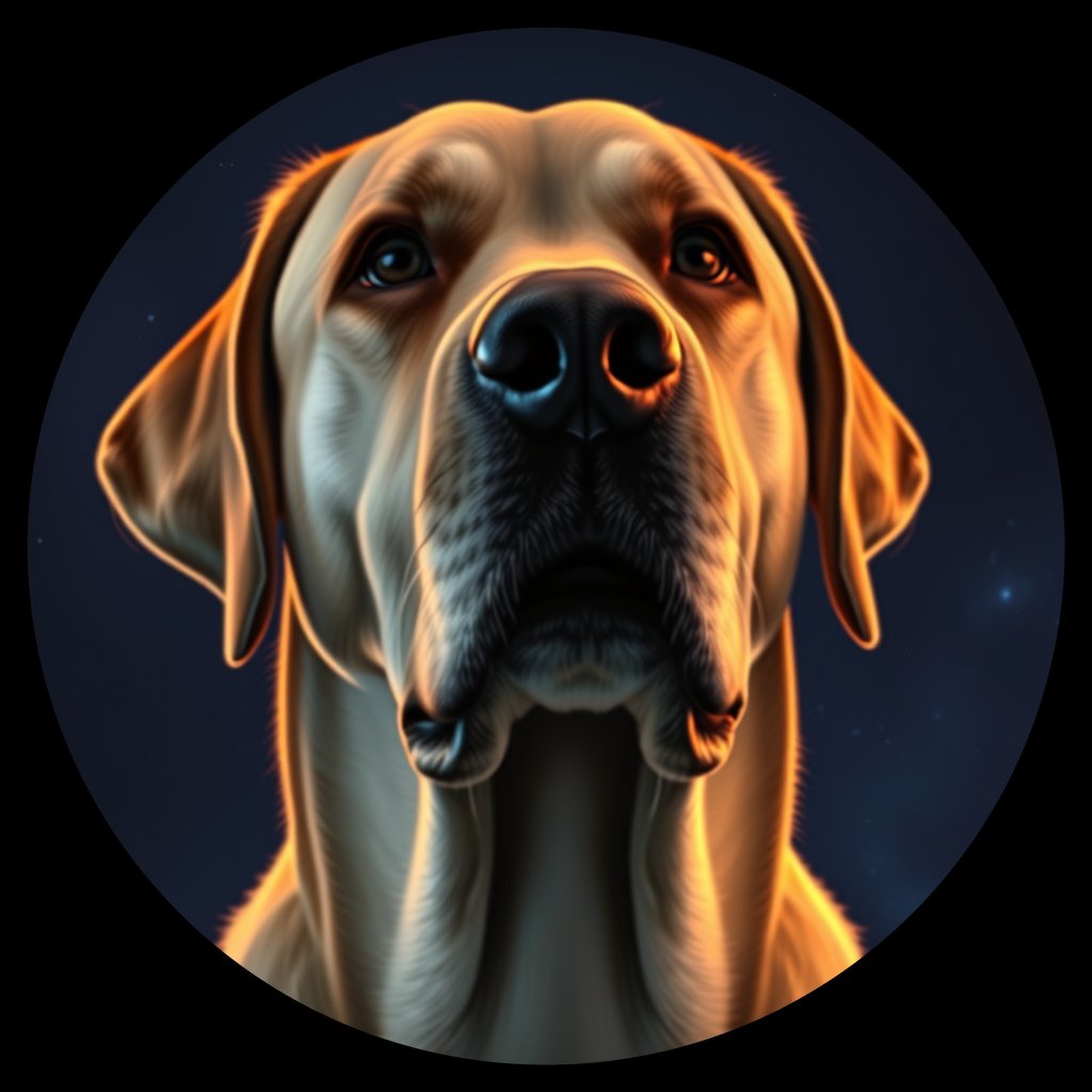 Cosmic medallion portrait of 262_G0380_0479, a Labrador Retriever