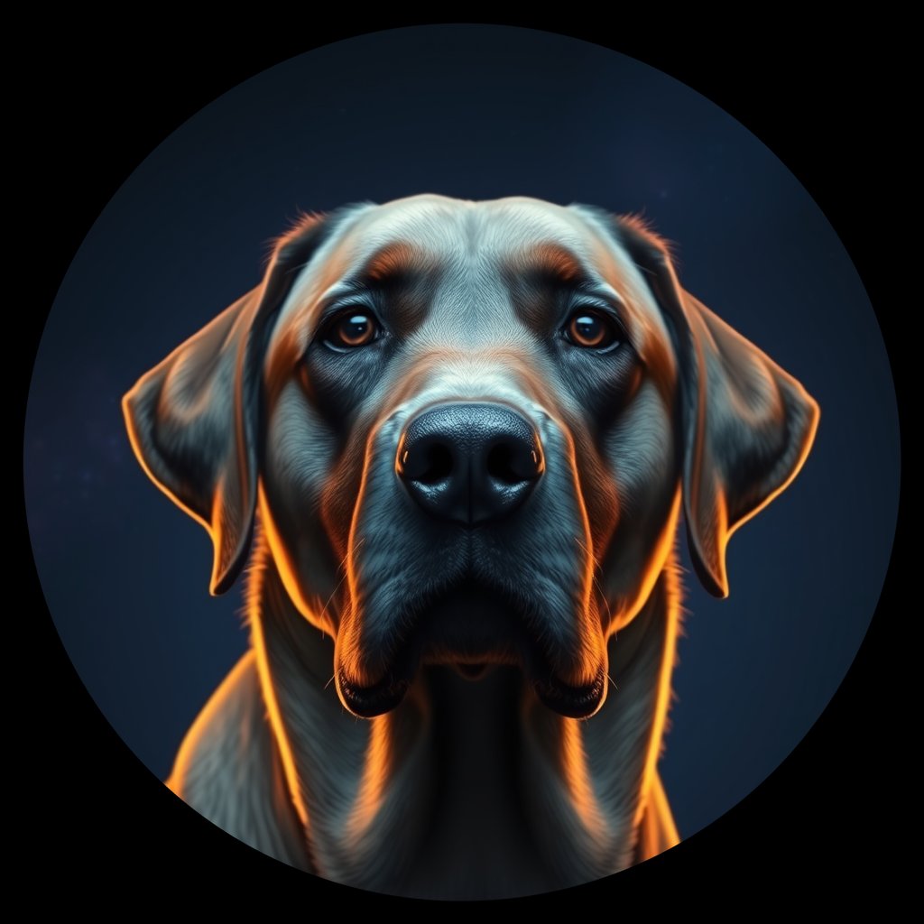 Cosmic medallion portrait of 263_G0380_0482, a Labrador Retriever