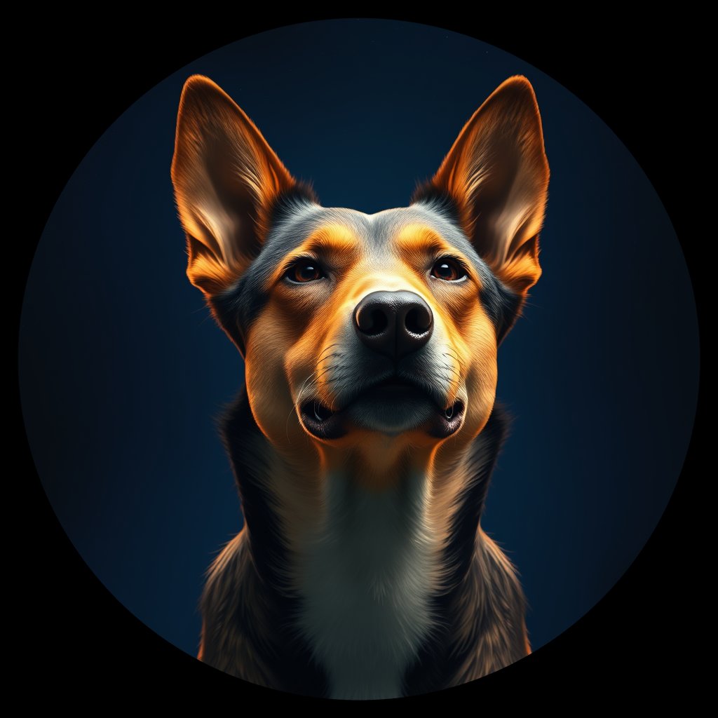 Cosmic medallion portrait of 26425_26425, a Australian Cattle Dog