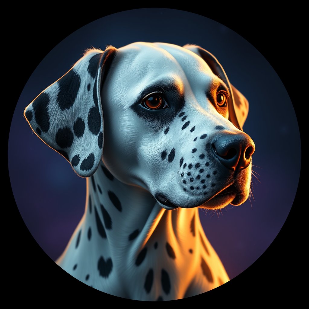 Cosmic medallion portrait of 26971_26971, a Dalmatian