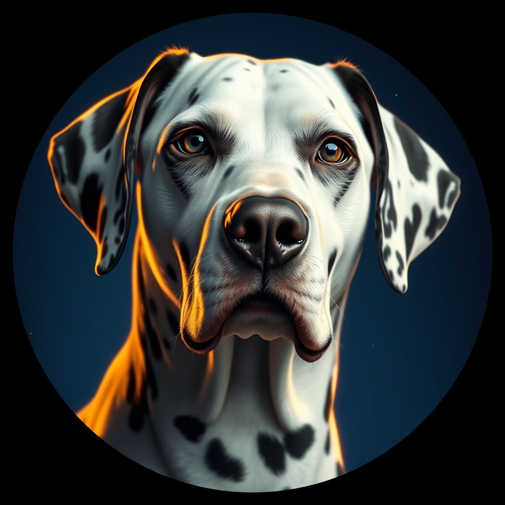 Cosmic medallion portrait of 26974_26974, a Dalmatian