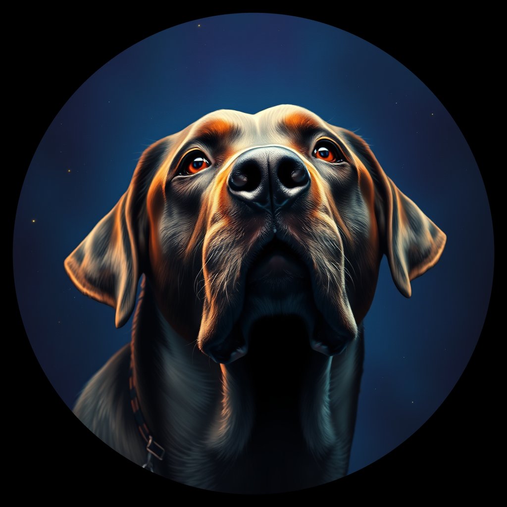 Cosmic medallion portrait of 269_G0380_0489, a Labrador Retriever