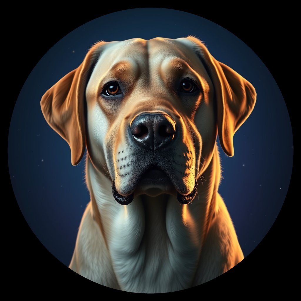 Cosmic medallion portrait of 270_G0380_0490, a Labrador Retriever