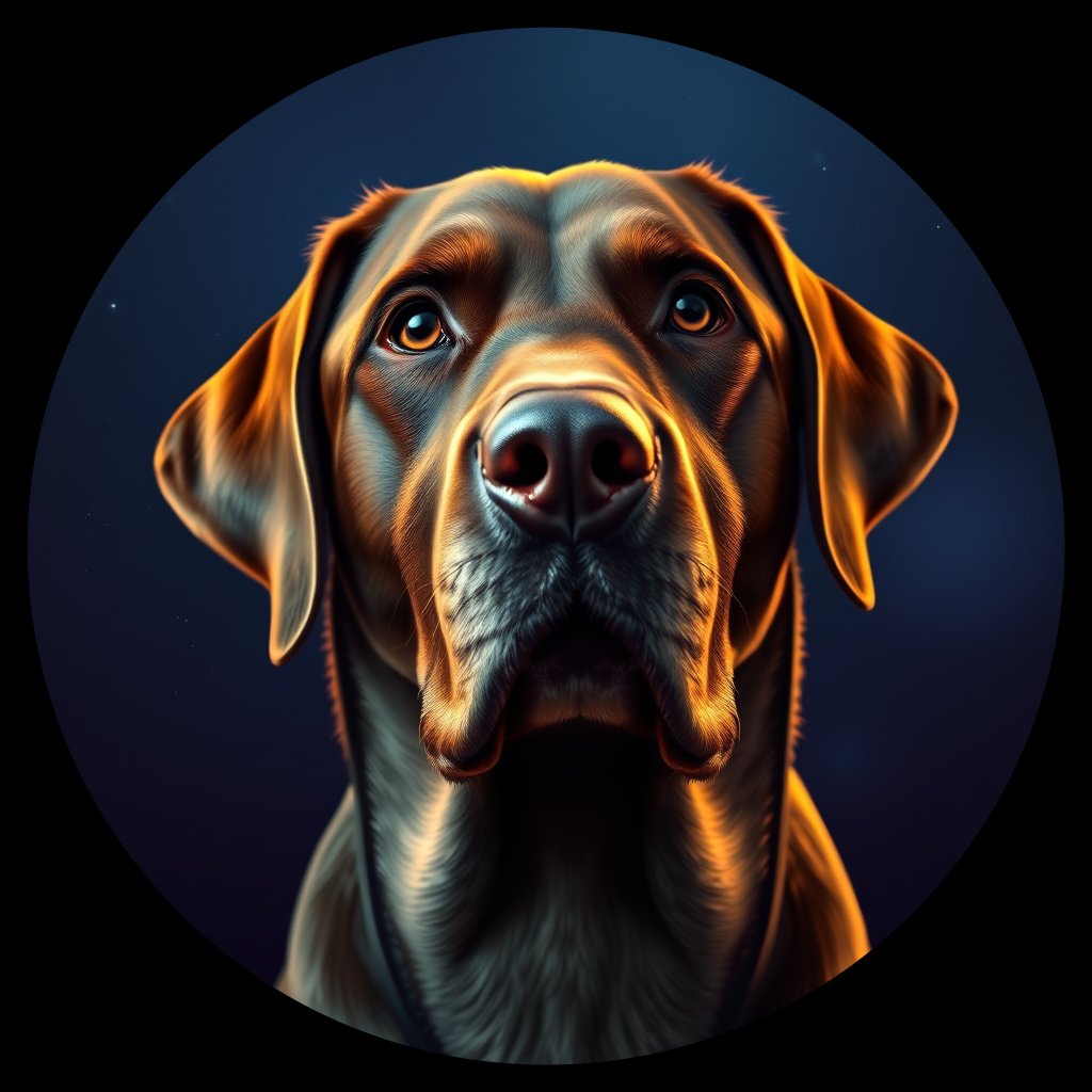 Cosmic medallion portrait of 272_G0380_0493, a Labrador Retriever