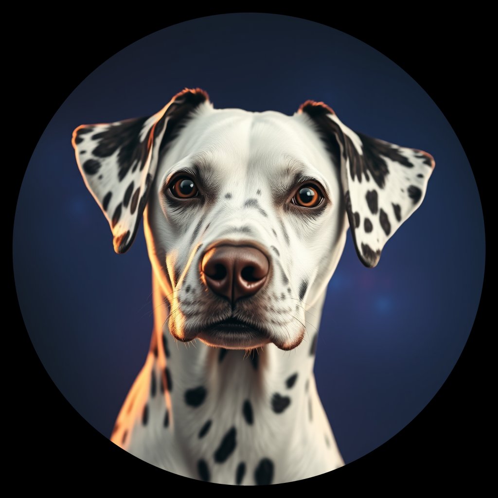 Cosmic medallion portrait of 27383_27383, a Dalmatian