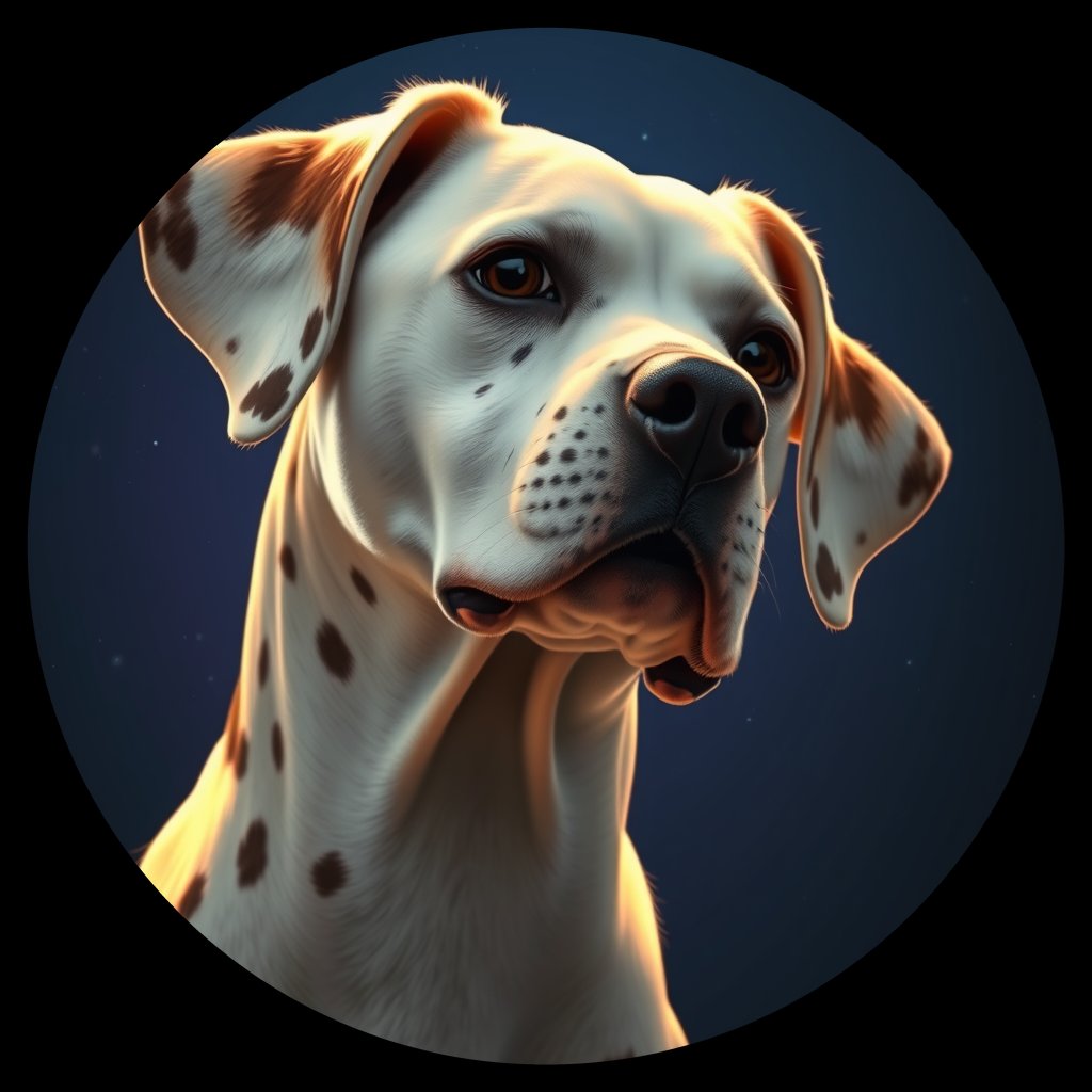 Cosmic medallion portrait of 27385_27385, a Dalmatian