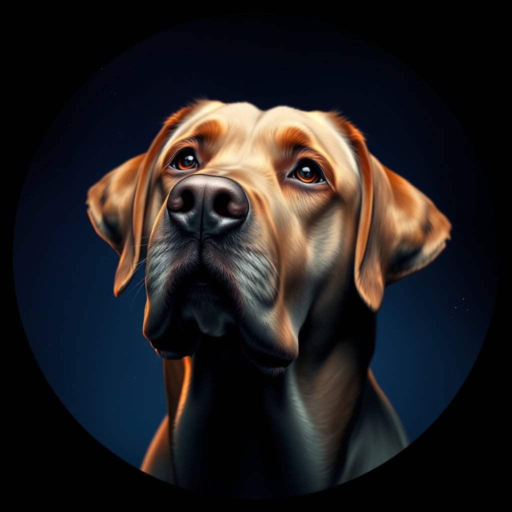 Cosmic medallion portrait of 273_G0380_0494, a Labrador Retriever