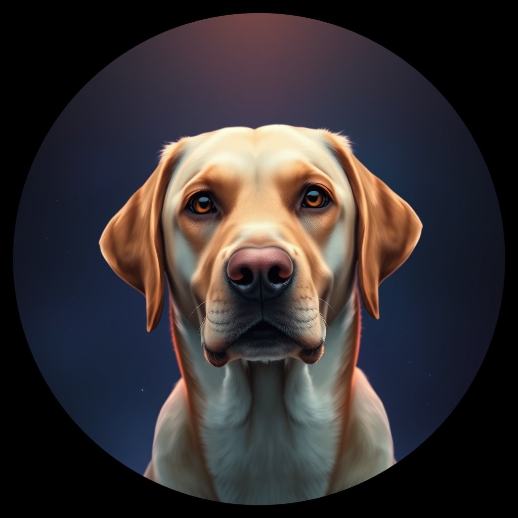 Cosmic medallion portrait of 274_G0380_0495, a Labrador Retriever