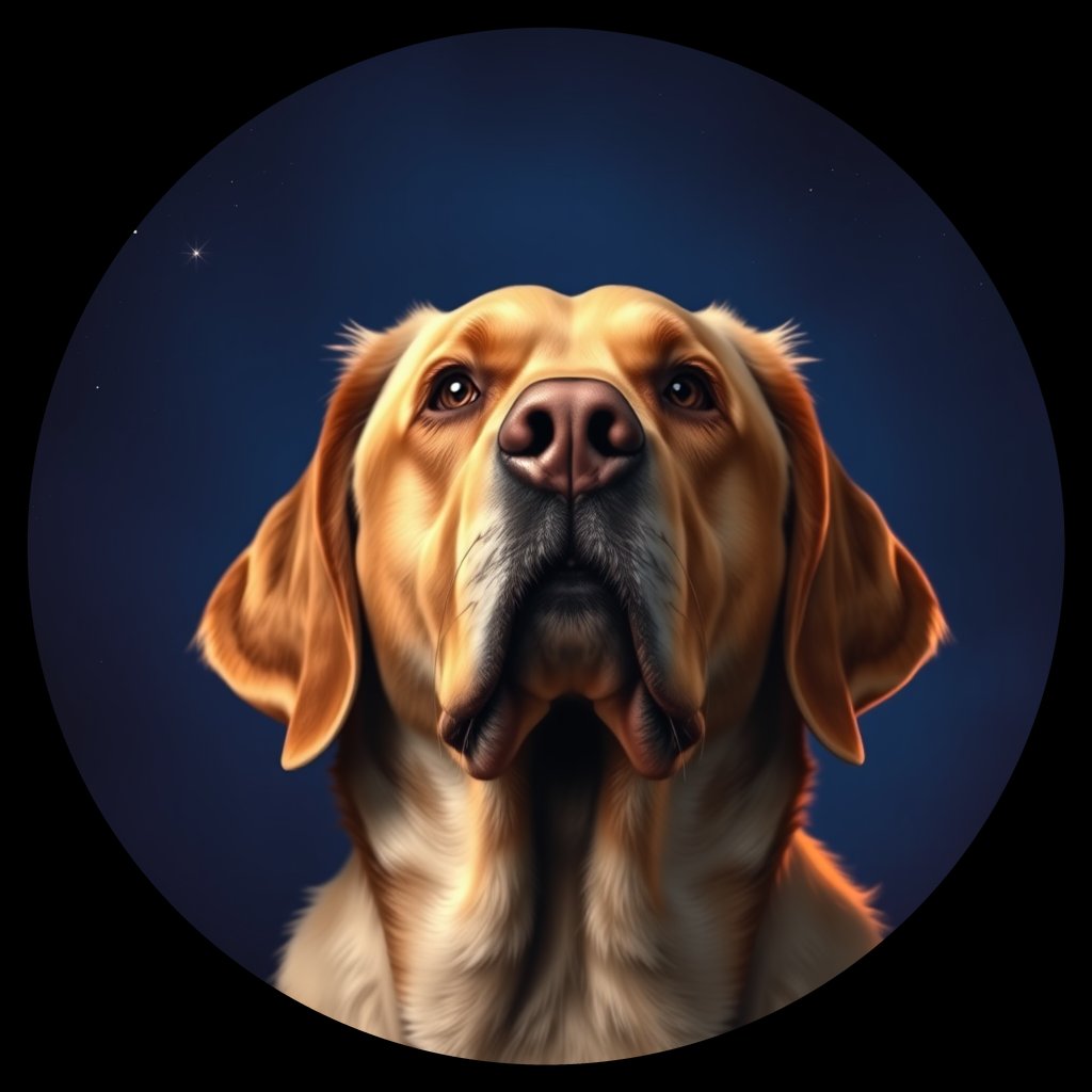 Cosmic medallion portrait of 277_G0380_0502, a Labrador Retriever