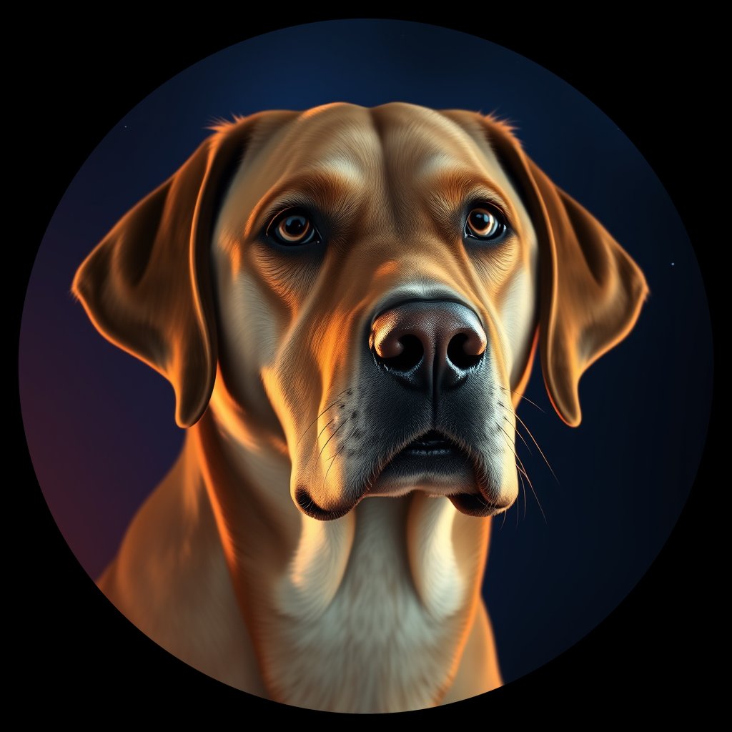 Cosmic medallion portrait of 2799_2799, a Labrador Retriever