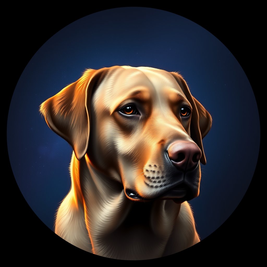 Cosmic medallion portrait of 279_G0380_0504, a Labrador Retriever