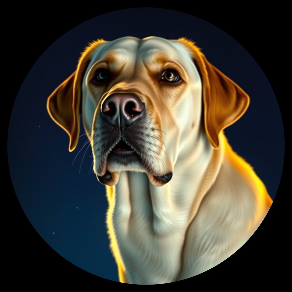 Cosmic medallion portrait of 27_G0380_0048, a Labrador Retriever