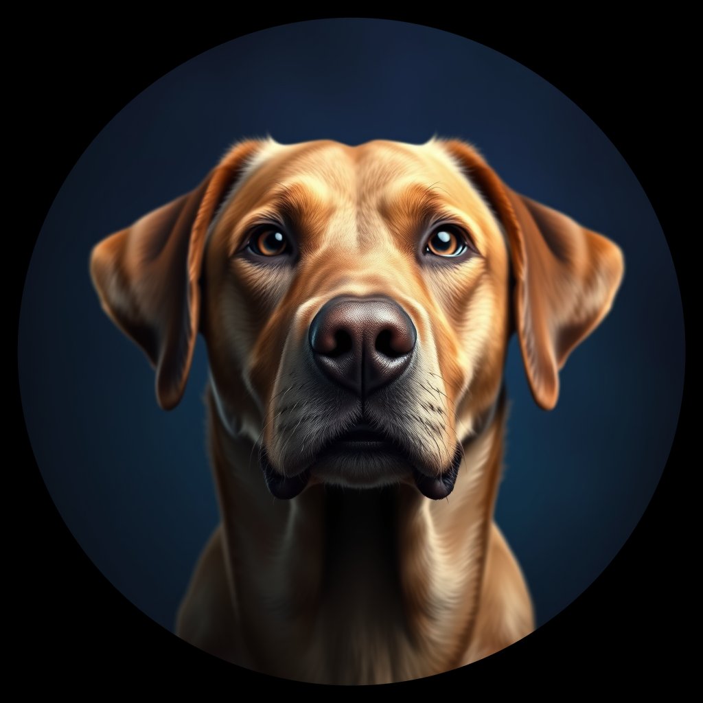 Cosmic medallion portrait of 283_G0380_0512, a Labrador Retriever