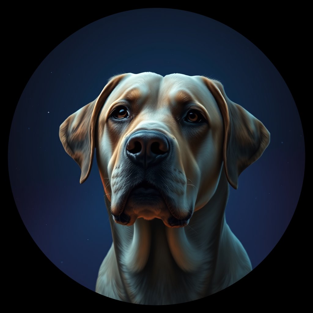 Cosmic medallion portrait of 287_G0380_0518, a Labrador Retriever