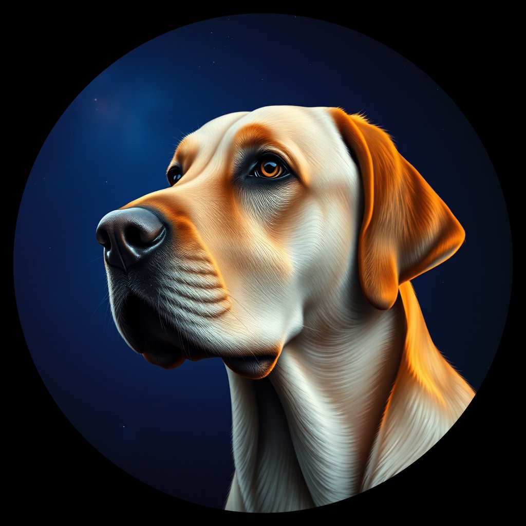 Cosmic medallion portrait of 288_G0380_0520, a Labrador Retriever