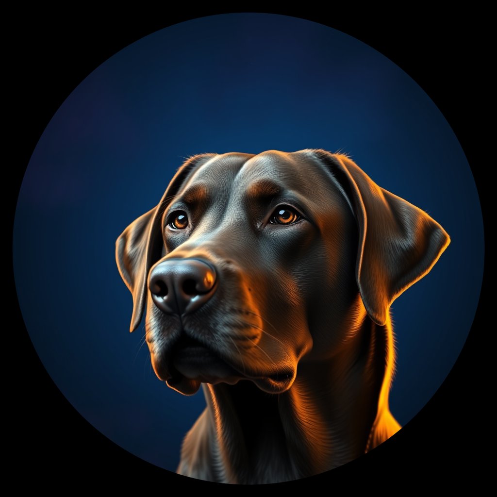Cosmic medallion portrait of 296_G0380_0531, a Labrador Retriever