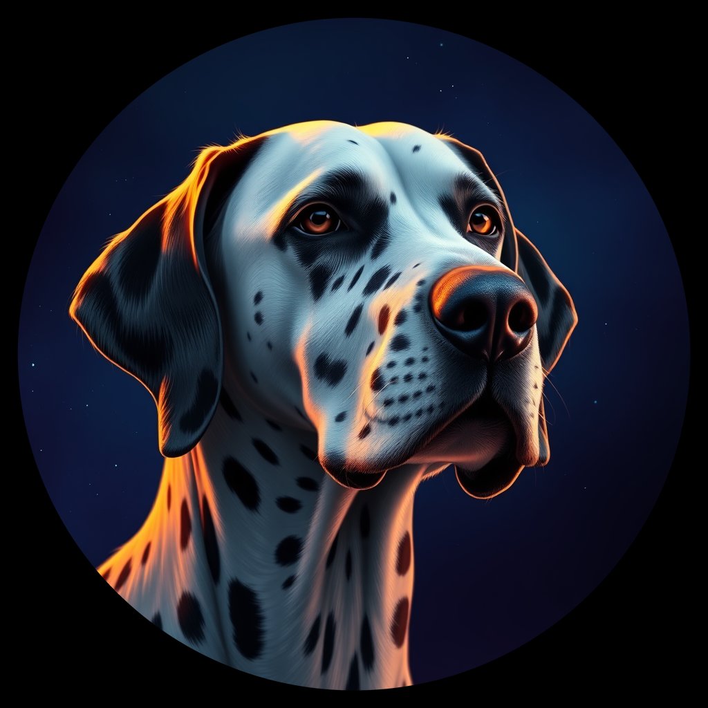 Cosmic medallion portrait of 29752_29752, a Dalmatian