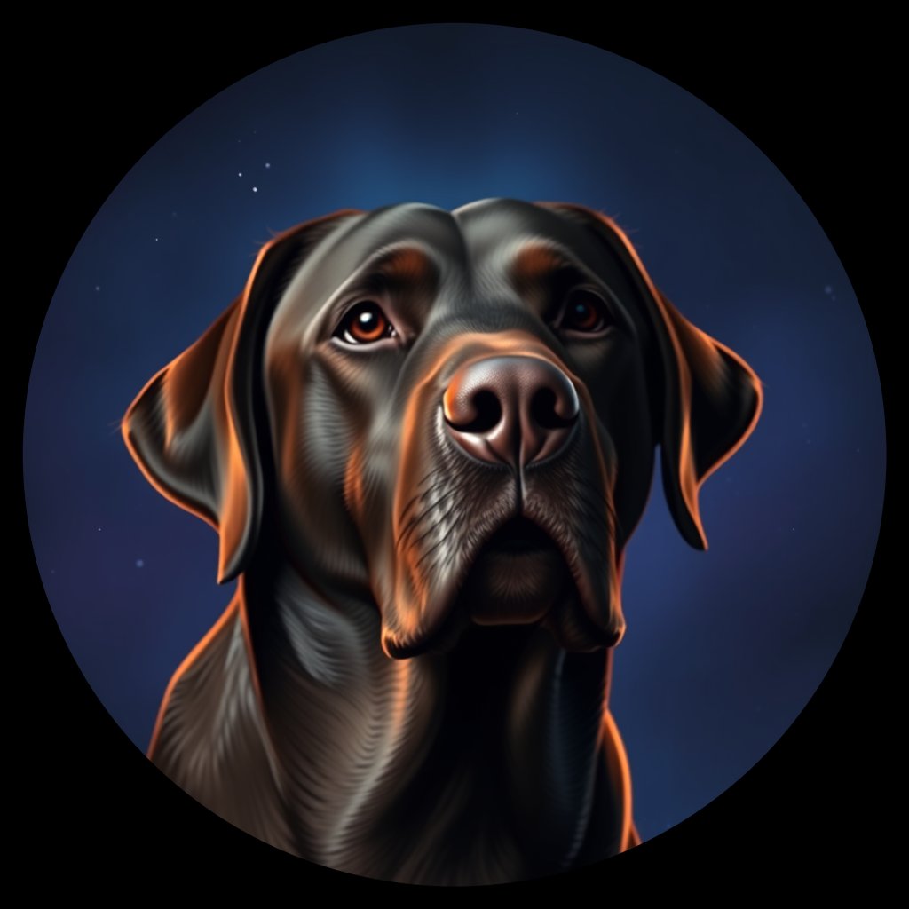 Cosmic medallion portrait of 297_G0380_0532, a Labrador Retriever