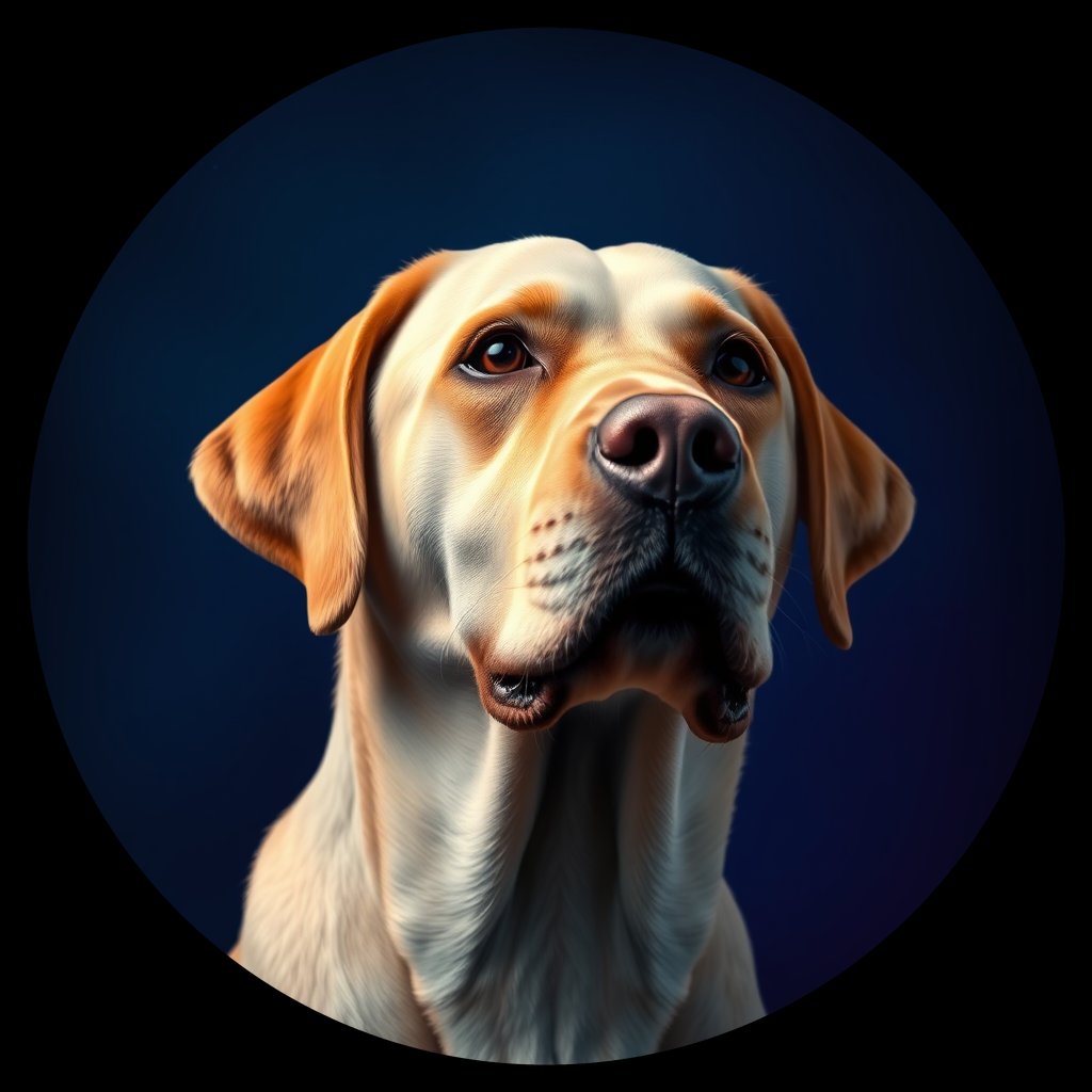 Cosmic medallion portrait of 298_G0380_0534, a Labrador Retriever