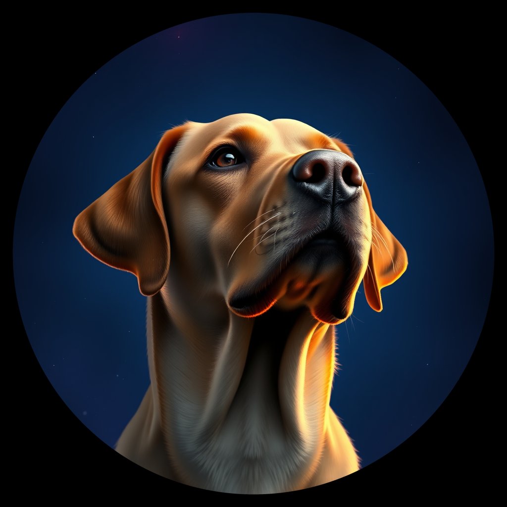 Cosmic medallion portrait of 299_G0380_0536, a Labrador Retriever