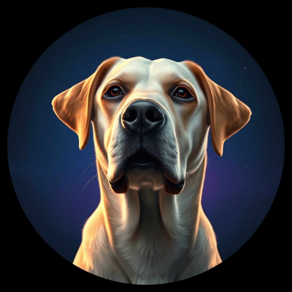 Cosmic medallion portrait of 300_G0380_0537, a Labrador Retriever