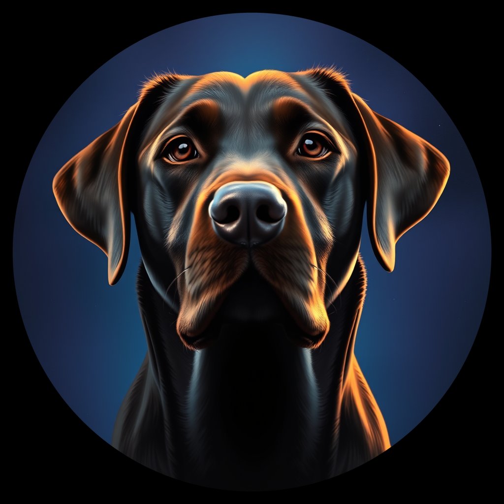 Cosmic medallion portrait of 302_G0380_0540, a Labrador Retriever