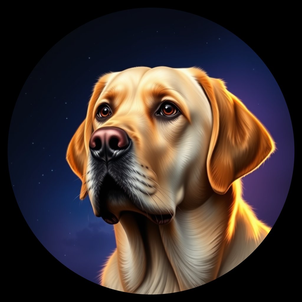 Cosmic medallion portrait of 3036_3036, a Labrador Retriever