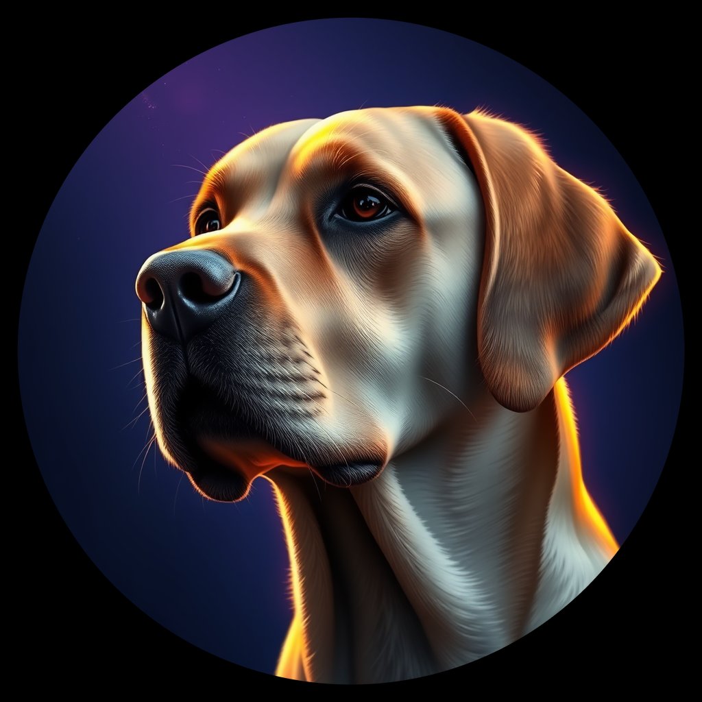 Cosmic medallion portrait of 3037_3037, a Labrador Retriever