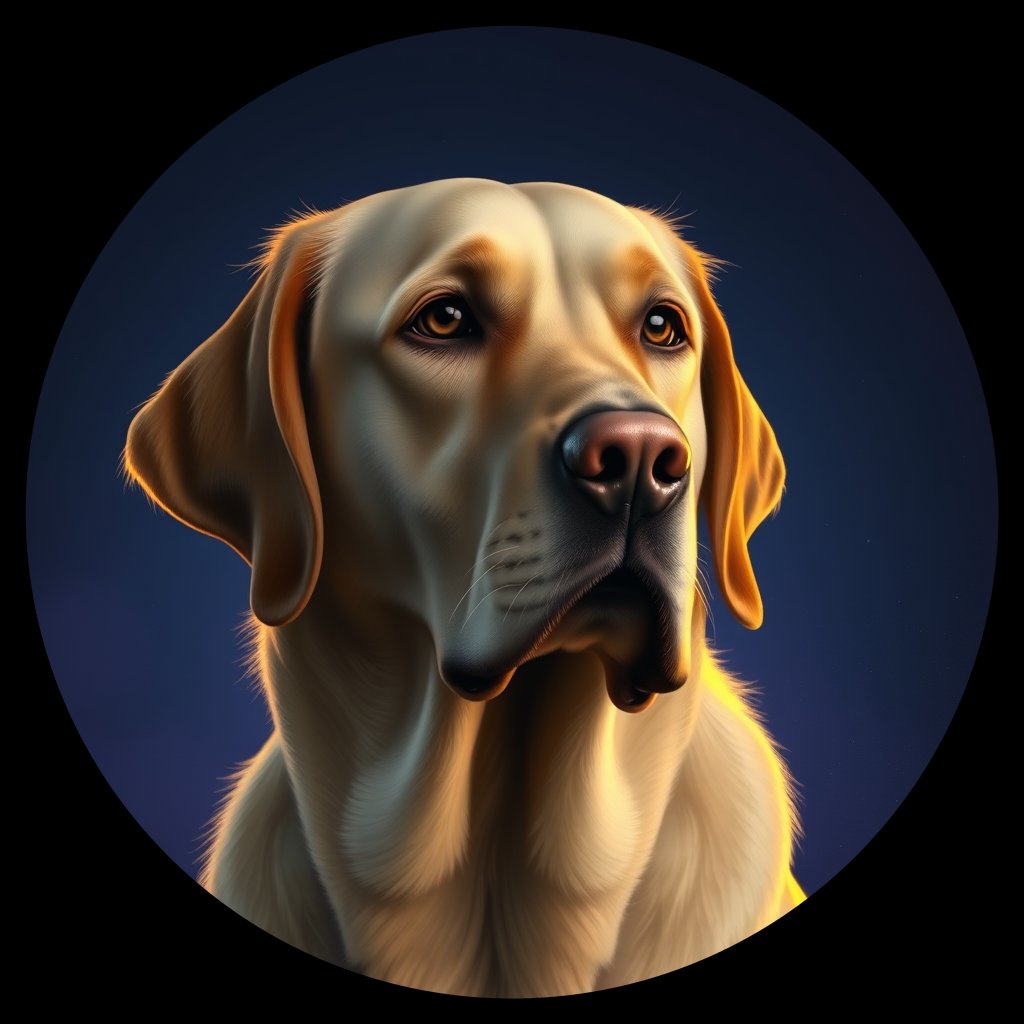 Cosmic medallion portrait of 3047_3047, a Labrador Retriever
