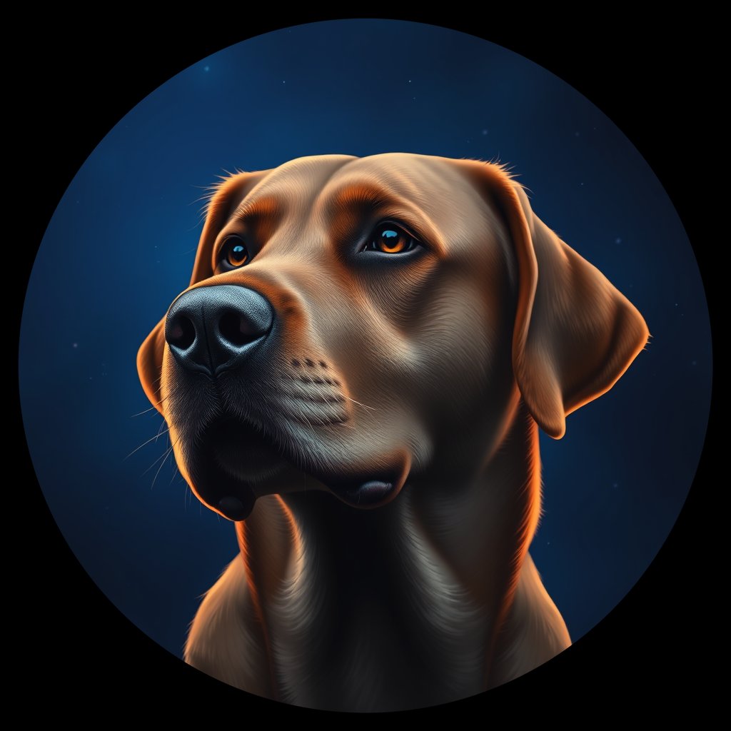 Cosmic medallion portrait of 3048_3048, a Labrador Retriever