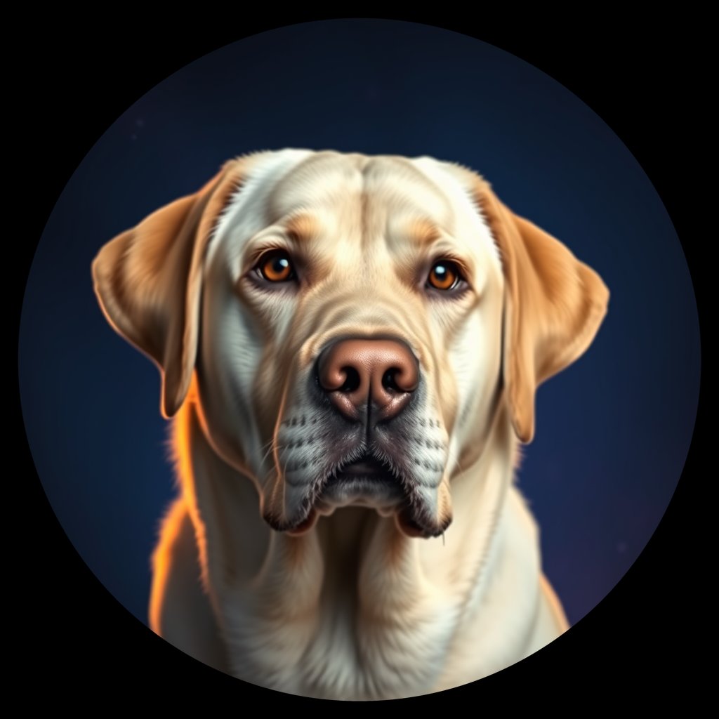 Cosmic medallion portrait of 304_G0380_0544, a Labrador Retriever