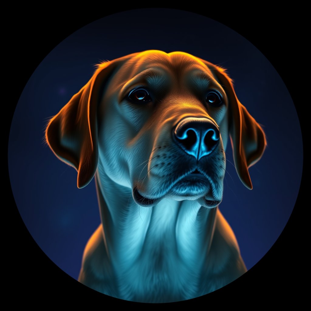Cosmic medallion portrait of 3081_3081, a Labrador Retriever