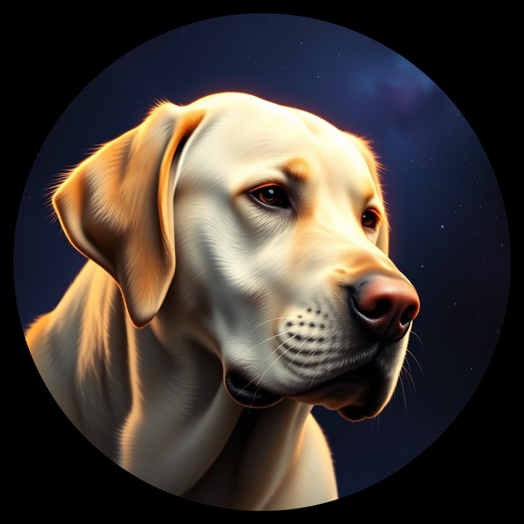 Cosmic medallion portrait of 3083_3083, a Labrador Retriever