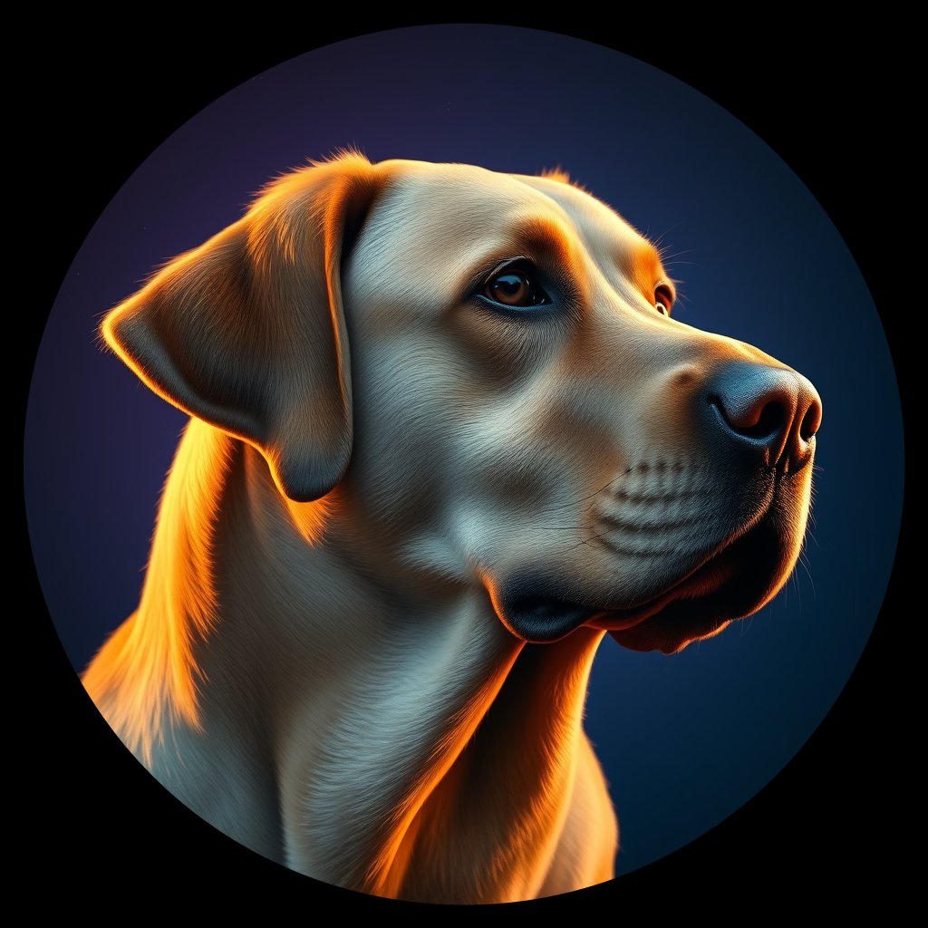 Cosmic medallion portrait of 3085_3085, a Labrador Retriever