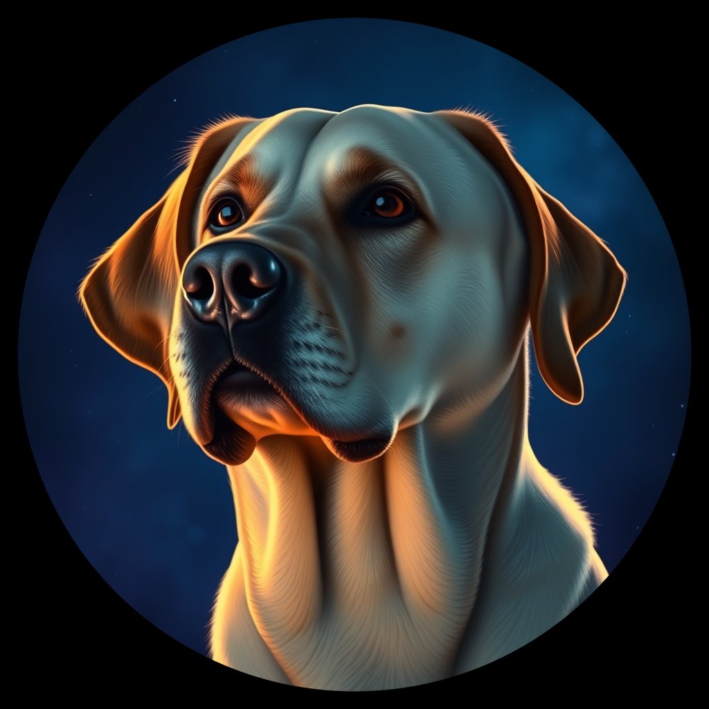 Cosmic medallion portrait of 3087_3087, a Labrador Retriever