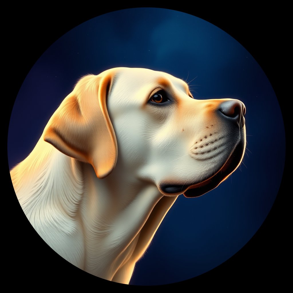 Cosmic medallion portrait of 3088_3088, a Labrador Retriever