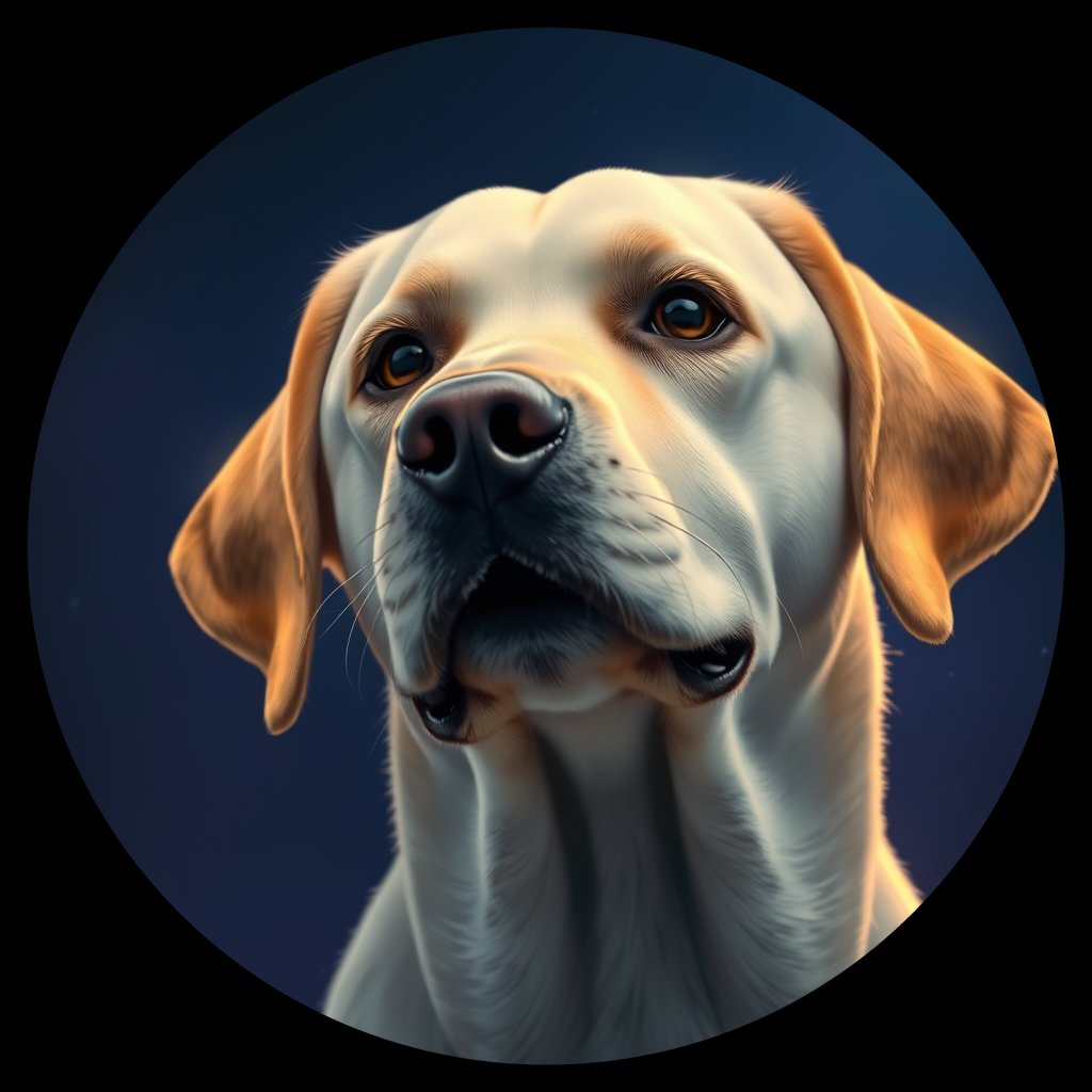 Cosmic medallion portrait of 30_30, a Labrador Retriever