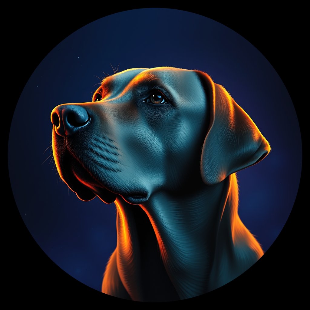 Cosmic medallion portrait of 310_G0380_0553, a Labrador Retriever