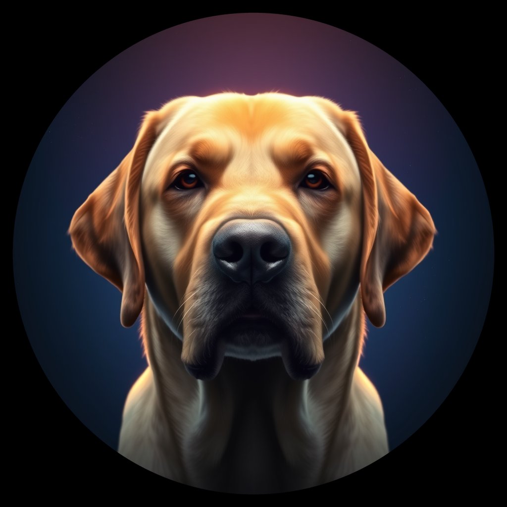 Cosmic medallion portrait of 3112_3112, a Labrador Retriever