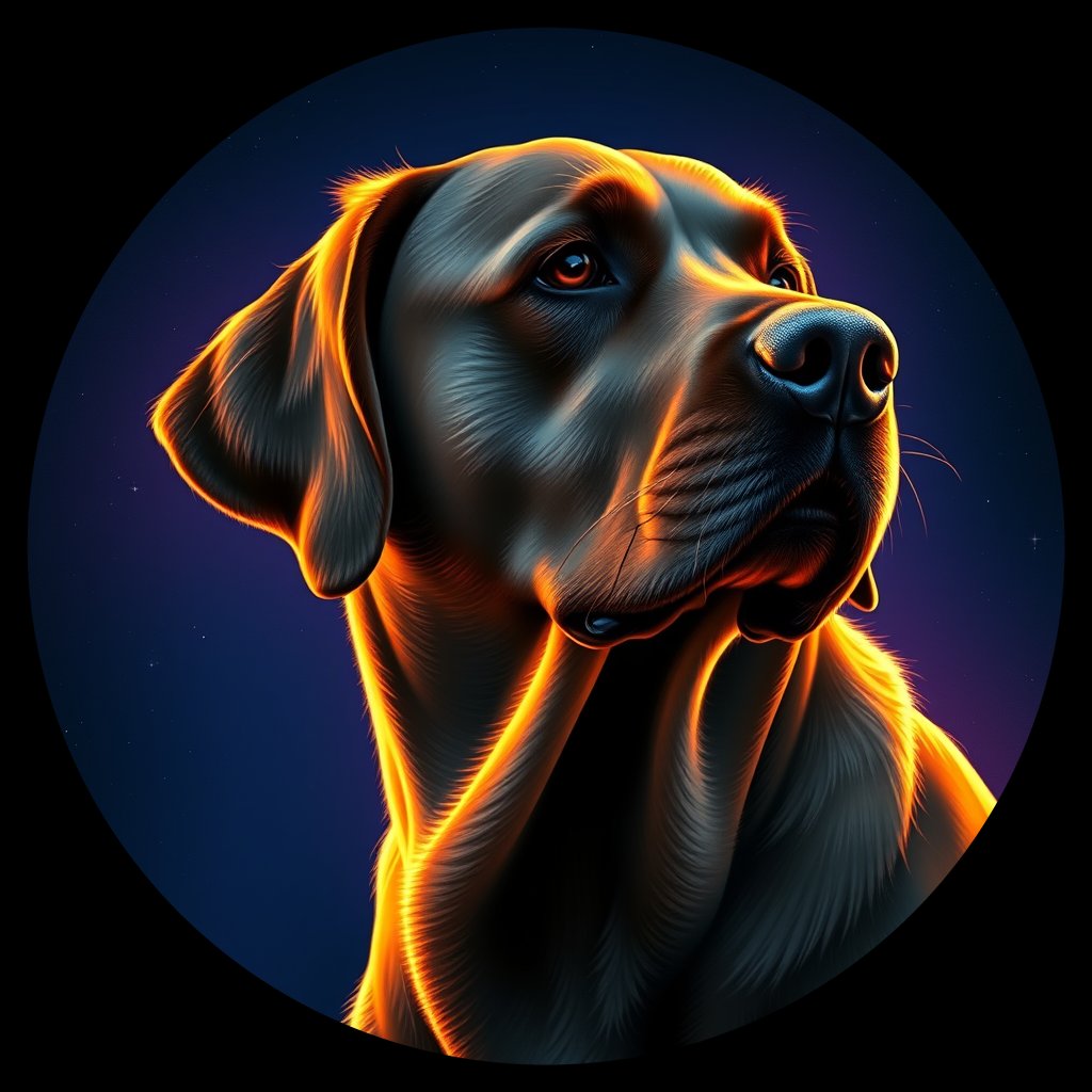 Cosmic medallion portrait of 3143_3143, a Labrador Retriever