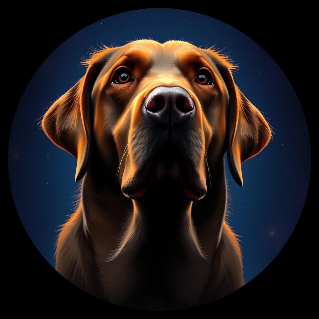Cosmic medallion portrait of 3159_3159, a Labrador Retriever