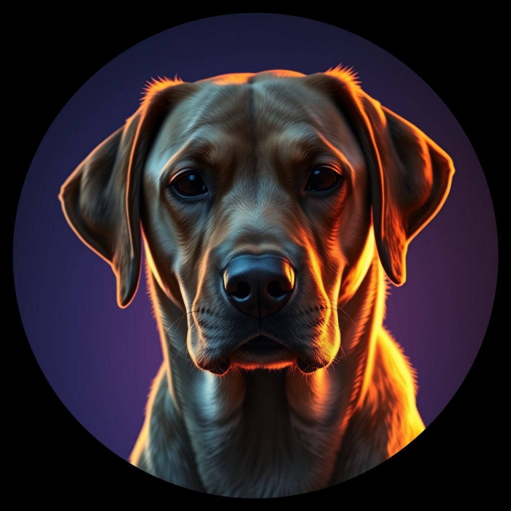 Cosmic medallion portrait of 3164_3164, a Labrador Retriever