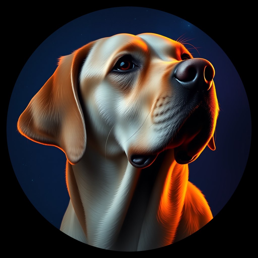 Cosmic medallion portrait of 3165_3165, a Labrador Retriever