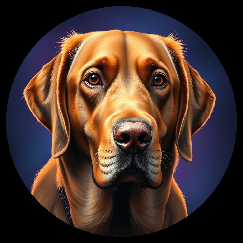 Cosmic medallion portrait of 3166_3166, a Labrador Retriever
