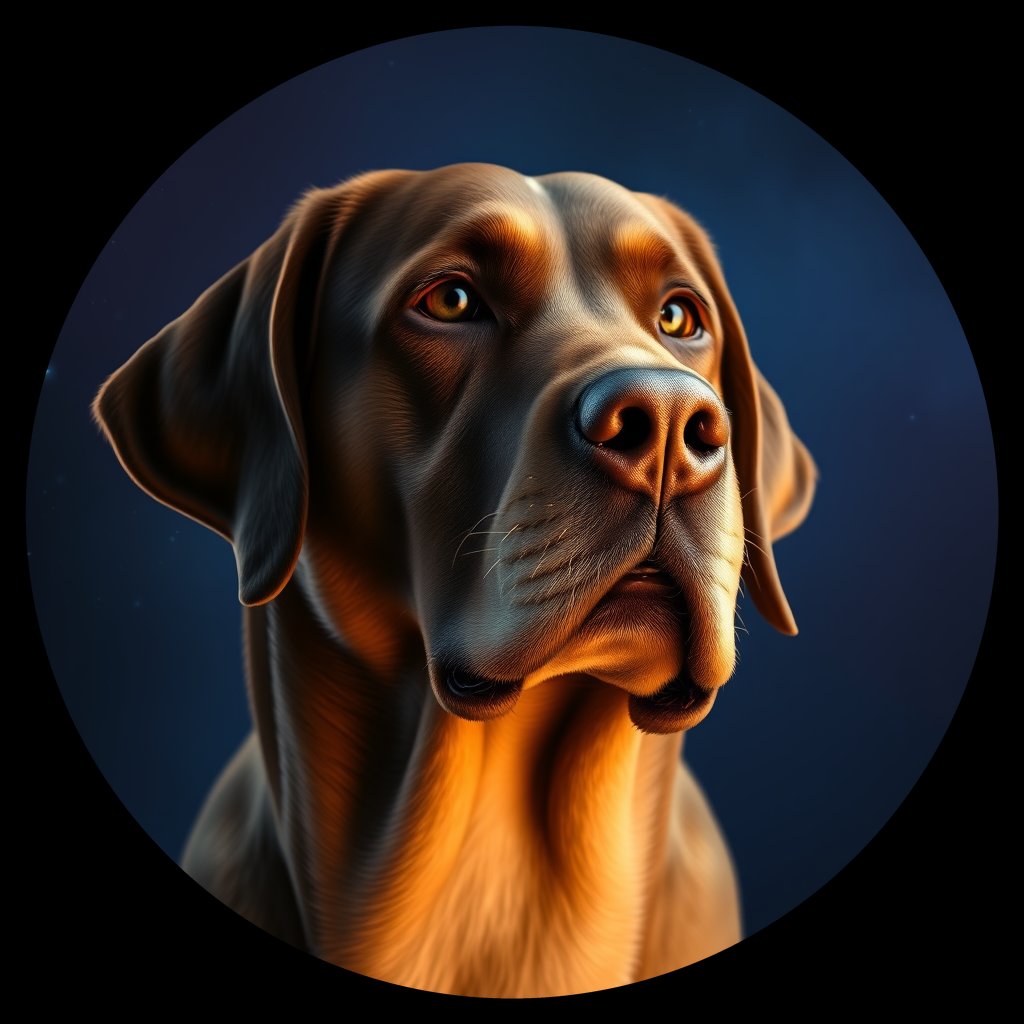Cosmic medallion portrait of 3168_3168, a Labrador Retriever