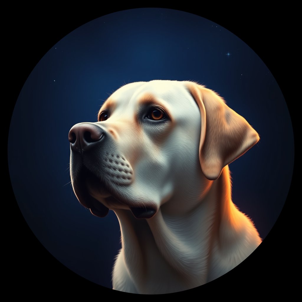 Cosmic medallion portrait of 3169_3169, a Labrador Retriever