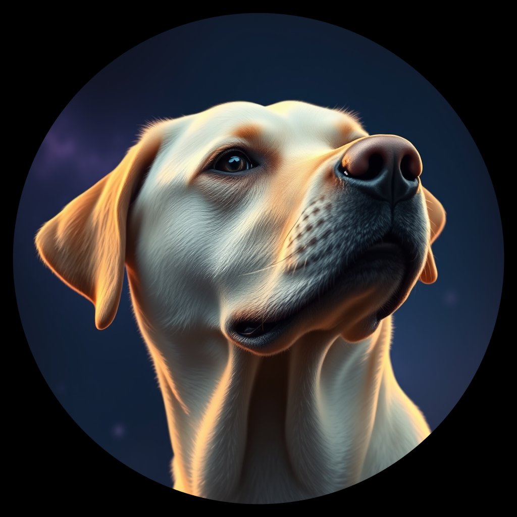 Cosmic medallion portrait of 316_G0380_0559, a Labrador Retriever