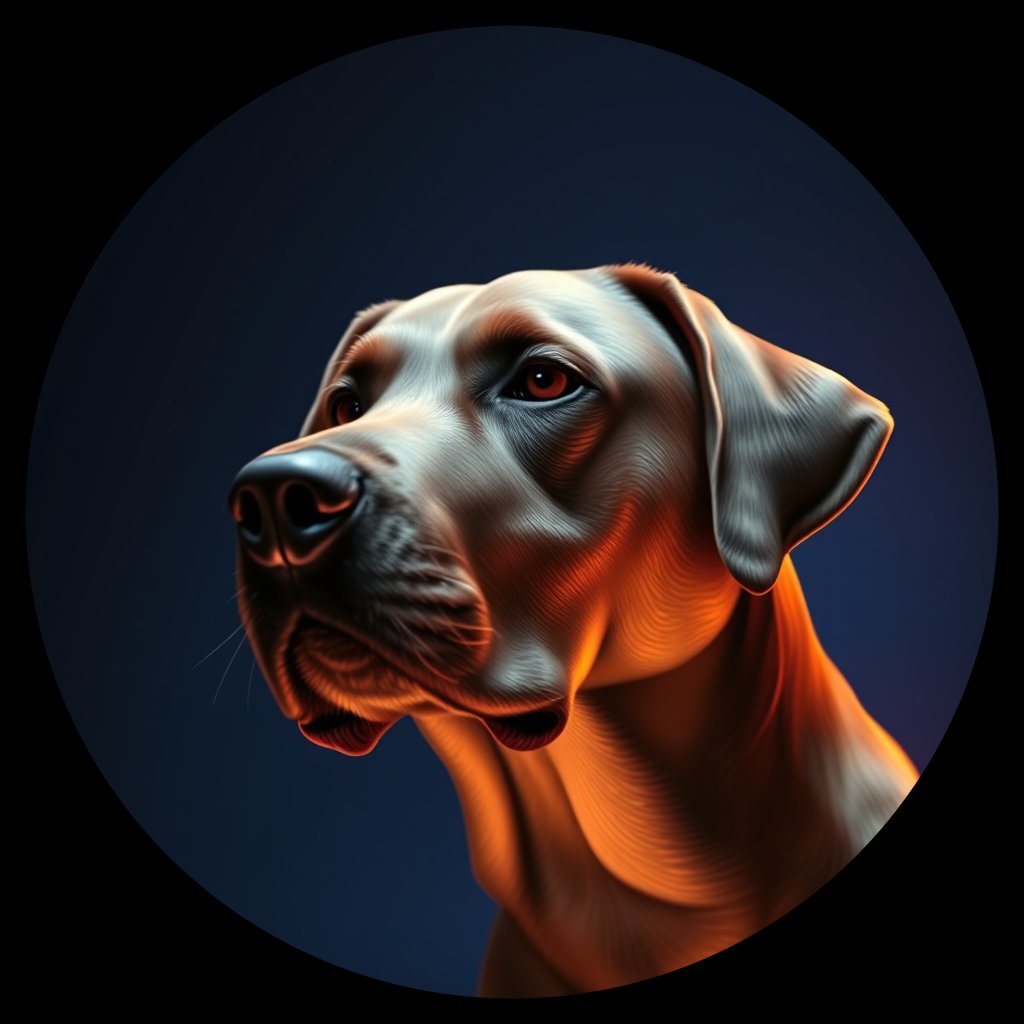 Cosmic medallion portrait of 318_G0380_0562, a Labrador Retriever