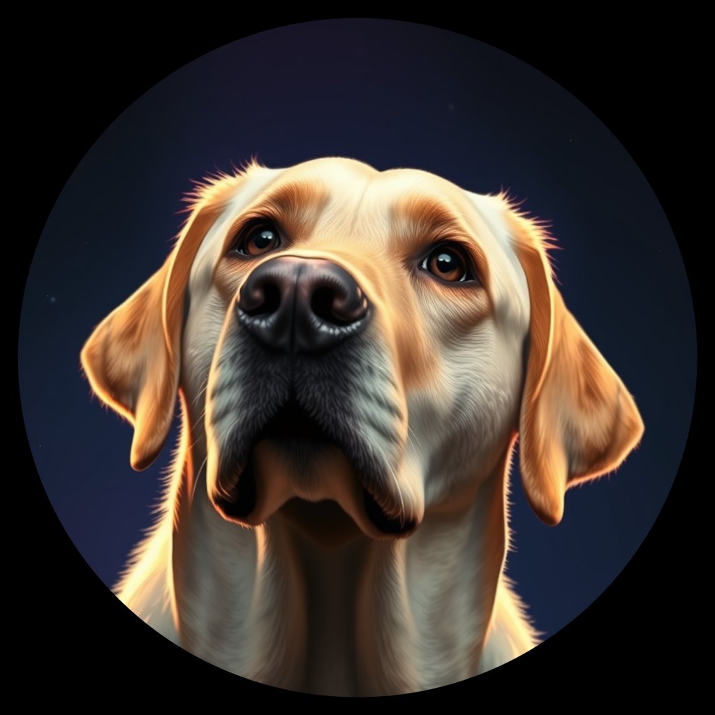 Cosmic medallion portrait of 319_G0380_0564, a Labrador Retriever